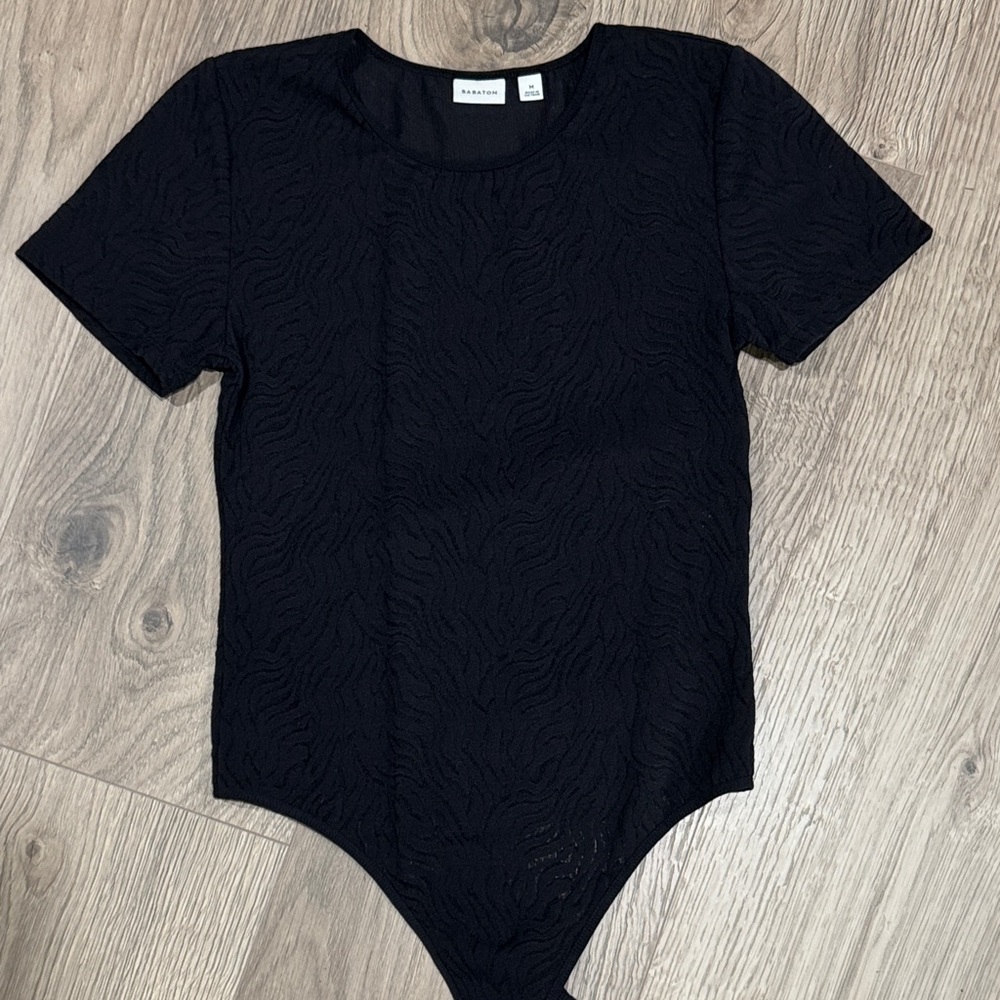 Aritzia Black Shapelace Textured Bodysuit